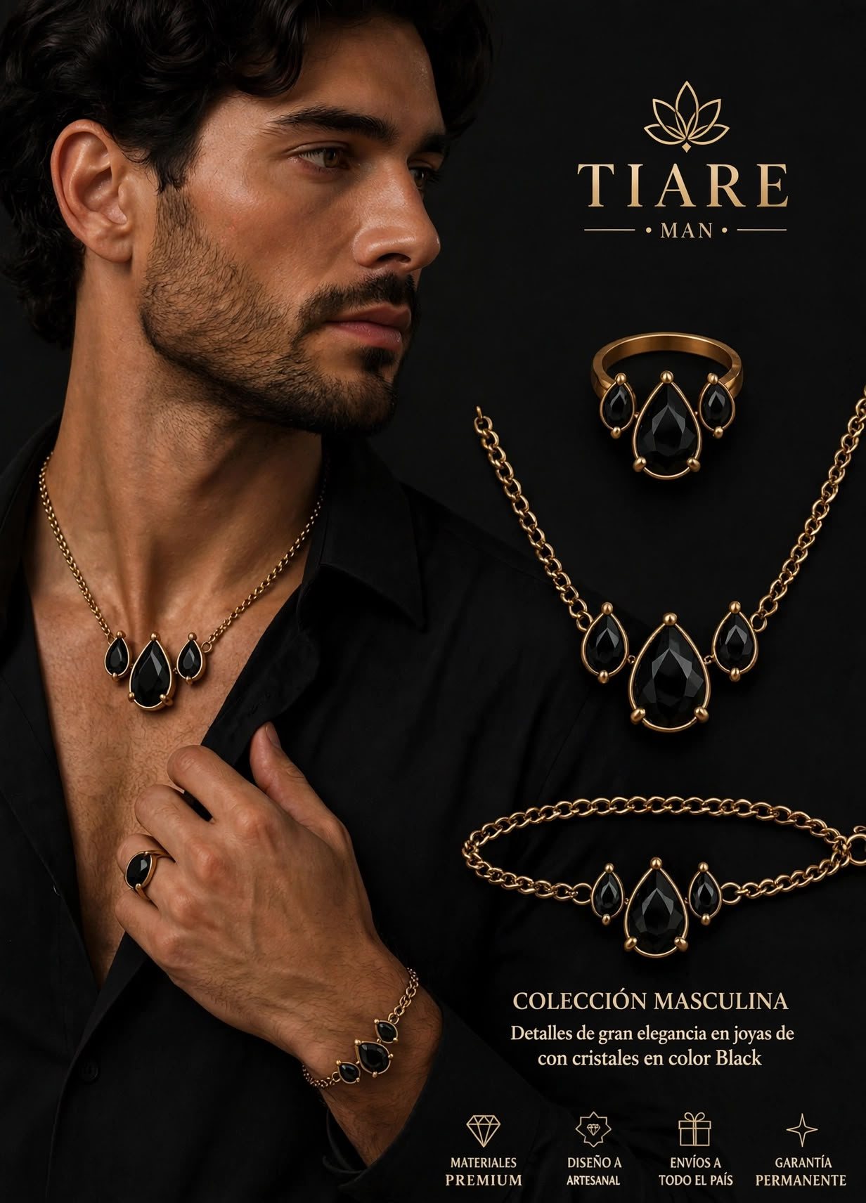 Tiare Man — set masculino completo con cristal Black
