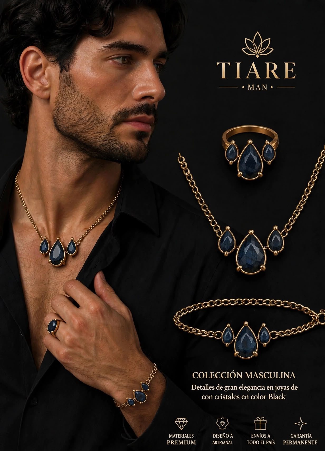 Tiare Man — set masculino con cristal azul Montana